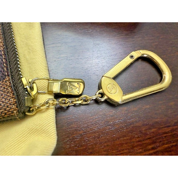 Louis Vuitton Key Cles Damier Ebene Key Chain Brown Pouch w/Zipper BOX & DUSTBAG - Picture 6 of 13
